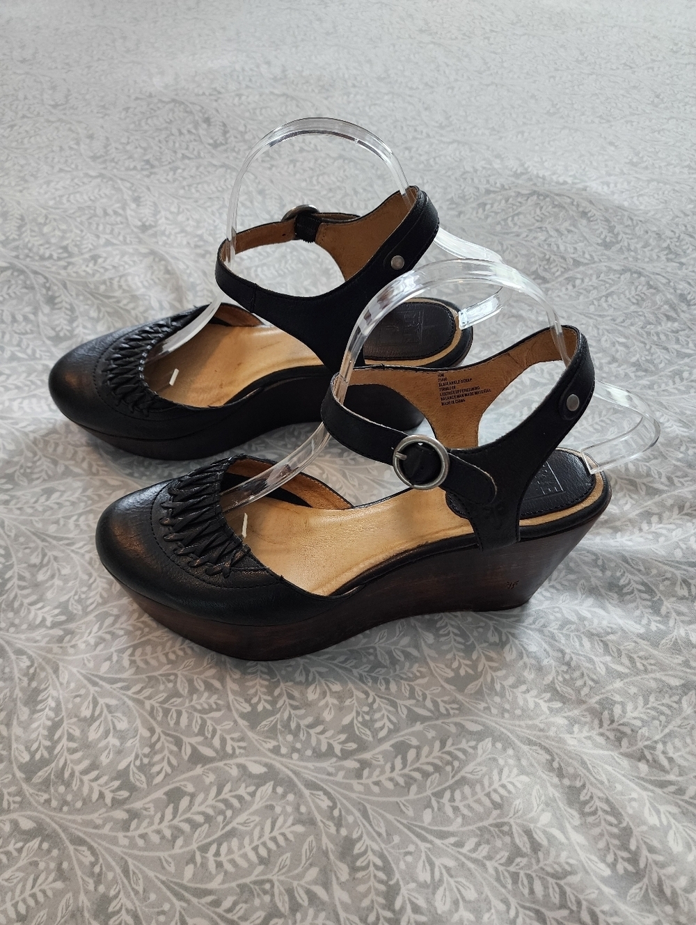 Frye Women's Blair Ankle Strap Platform Shoes in Black, Size 10